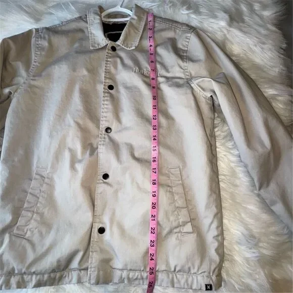 Hurley Men's Sherpa Lined Utility Military Jacket Tan Size S Casual Mid-Length - Picture 14 of 14